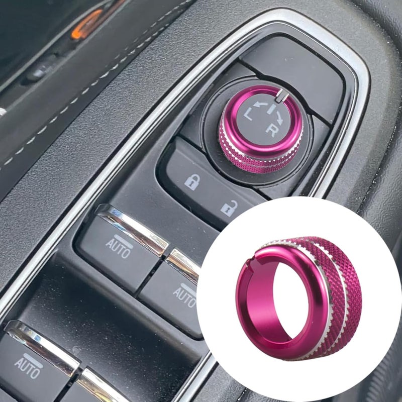 HDUFC 5pcs for Subaru Crosstrek/Impreza 2024 2025, Forester 2025, Legacy Outback 2020-2025, WRX, Ascent Volume Adjustment Knob, Mirror Knob Cover, Start Button Cover/Ring (Rose red) - Image 3